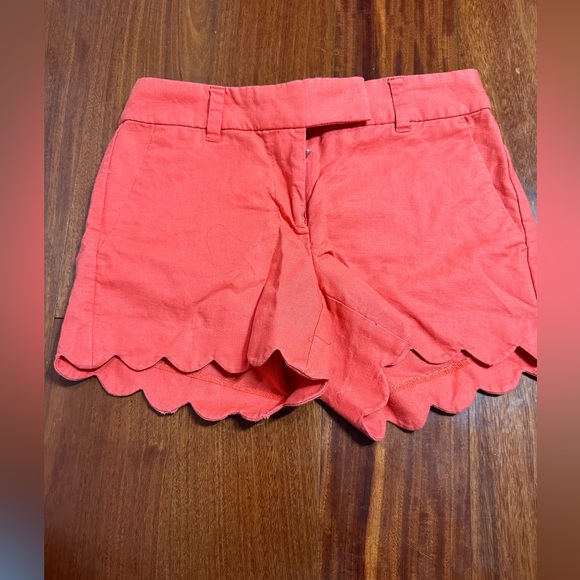 J. Crew Scalloped Shorts Women's Size 00 XS S Mid Rise Linen Casual Red - Picture 1 of 7